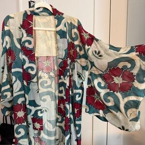 Floral Kimono with Red and Green Pattern